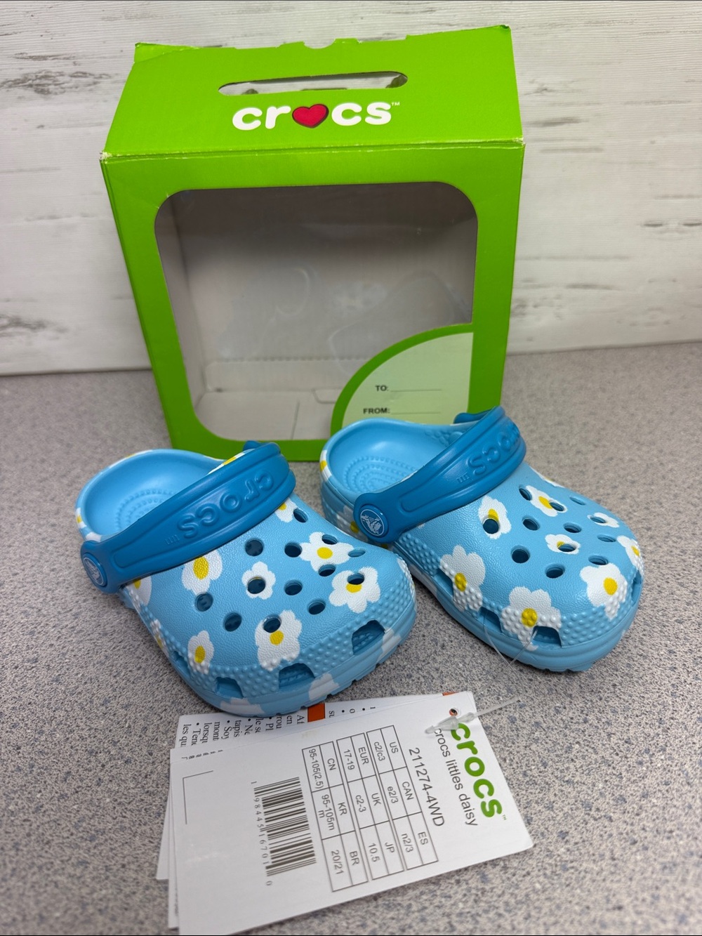 CROCS Light Blue Daisy Kids Clogs